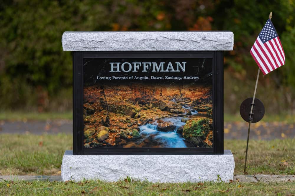 full color glass headstone