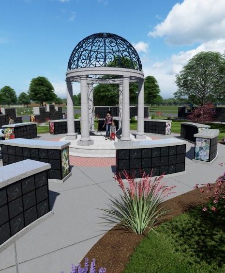 memorial garden layout with columbaria
